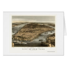 New York, NY Panoramic Map - 1856 Greeting Card