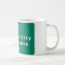 New York Philadelphia Highway Sign Mug