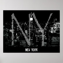 New York Poster Cityscape New York Night Print