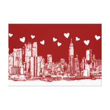 New York red hearts Stretched Canvas Print