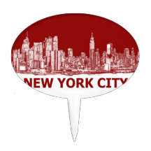 New York red maroon Cake Topper