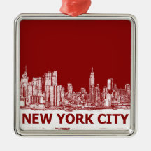 New York red maroon Christmas Ornaments