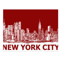 New York red maroon Postcards