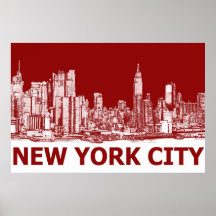 New York red maroon Print