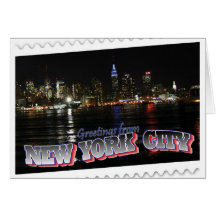 New York Skyline at Night Empire State Cards