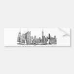 New York skyline ink Bumper Stickers