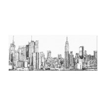New York skyline ink canvas Canvas Print