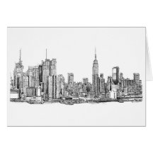 New York skyline ink Cards