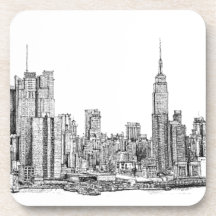 New York skyline ink coaster