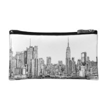 New York skyline ink cosmetic bag