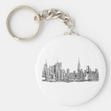 New York skyline ink Key Chain