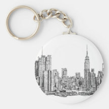 New York skyline ink keychain