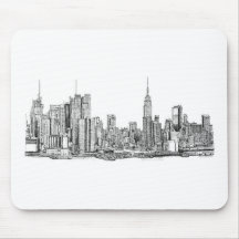 New York skyline ink Mousepads