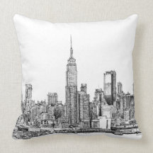 New York skyline ink pillows