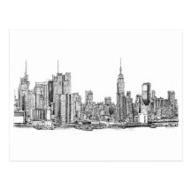 New York skyline ink Post Card