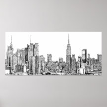 New York skyline ink poster