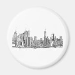 New York skyline ink Refrigerator Magnets