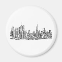 New York skyline ink Refrigerator Magnets