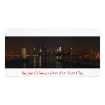 New York skyline photo Happy Holidays card Customized Photo Card