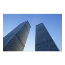 New York, USA. View up at twin towers of the Photo Art
