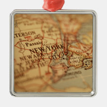 NEW YORK Vintage Map Christmas Tree Ornament
