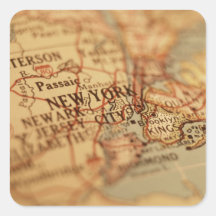 NEW YORK Vintage Map Square Stickers