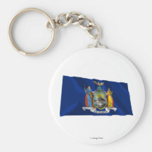 New York Waving Flag Keychain