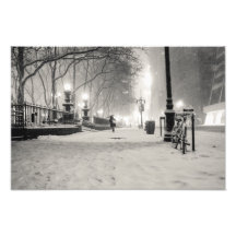 New York Winter - Snowy Night - Bryant Park Photograph