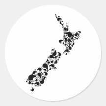NEW ZEALAND - full of kiwis - black Round Sticker