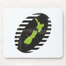New Zealand Map On Rugby Ball Grungy Mouse Pads