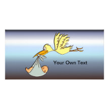 Newborn Baby Arrival - A Flying Stork Delivery Custom Photo Card