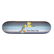 Newborn Baby Arrival - A Flying Stork Delivery Skate Board Deck