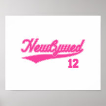 Newlywed 12 (Baseball Script Pink) Print