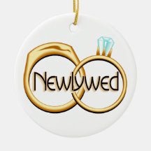 Newlyweds Wedding Rings Christmas Tree Ornaments