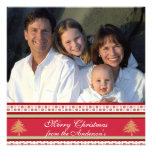 Newsletter on Back Red Damask Christmas Card Personalized Invite