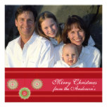 Newsletter on Back Red Ornament Christmas Card Custom Invites