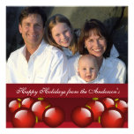 Newsletter on Back Red Ornament Christmas Card Announcement