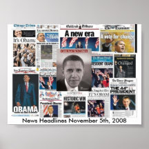 Newspaper front pages on November 5, 2008 Posters