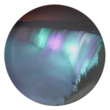 Niagara Falls Canada Night Purple Aqua Plate