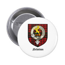 Nicholson Clan Crest Badge Tartan Pinback Buttons