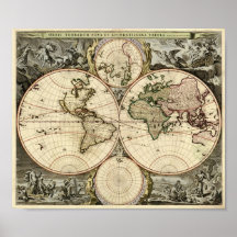 Nicolao Visscher 1690 Map of the World Print