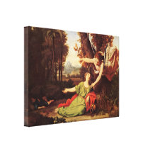 Nicolas Colombel - Hagar and Ishmael in desert Gallery Wrapped Canvas