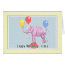 Niece's Birthday Card with Pink Elephant