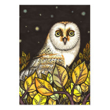 Night is full of wonders - barn owl business card template