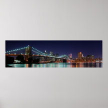 Night Panorama of Brooklyn Bridge Poster