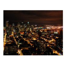 Nightview of Seattle Postcard