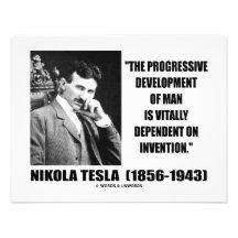 Nikola Tesla Progressive Development Of Man Quote Personalized Invites