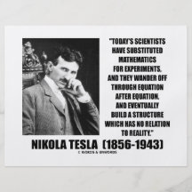 Nikola Tesla Scientists Equation No Relation Quote Full Color Flyer