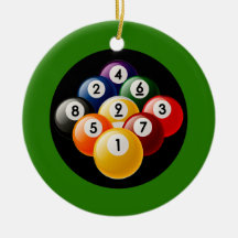 NINE BALL BILLIARDS RACK CHRISTMAS TREE ORNAMENT