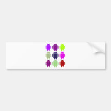 Nine Bug Droids (Android Multiple Purple Colours) Bumper Stickers